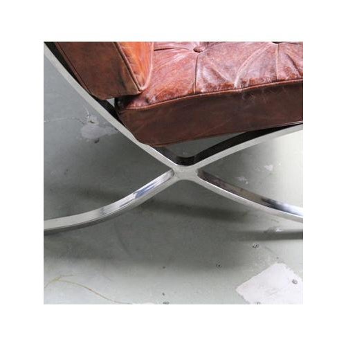 Set of Barcelona Armchair by Ludwig Mies van der Rohe and Ottoman from Knoll, 2008 For Sale - Image 14 of 16