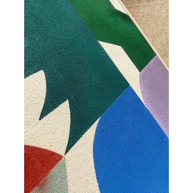 Geometric painting in a natural Maple wood float frame. Using ink and acrylic paint, Christina Flowers creates a grid of...