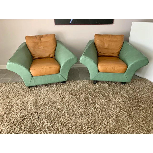 Roche Bobois Lounge Chairs - A Pair - Custom Made Leather For Sale - Image 13 of 13