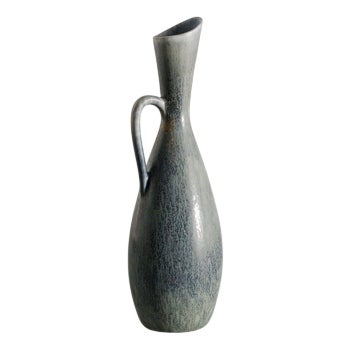 Mid-Century Swedish Blue Stoneware Ceramic Pitcher by Carl-Harry Stålhane, 1950s For Sale