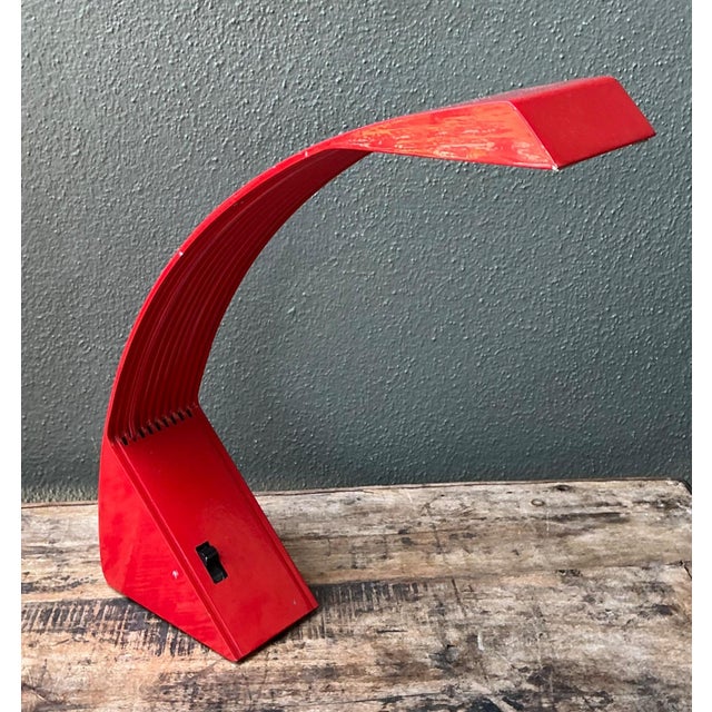 Vintage Italian Marco Zotta Red Arched Desk Lamp For Sale - Image 17 of 17