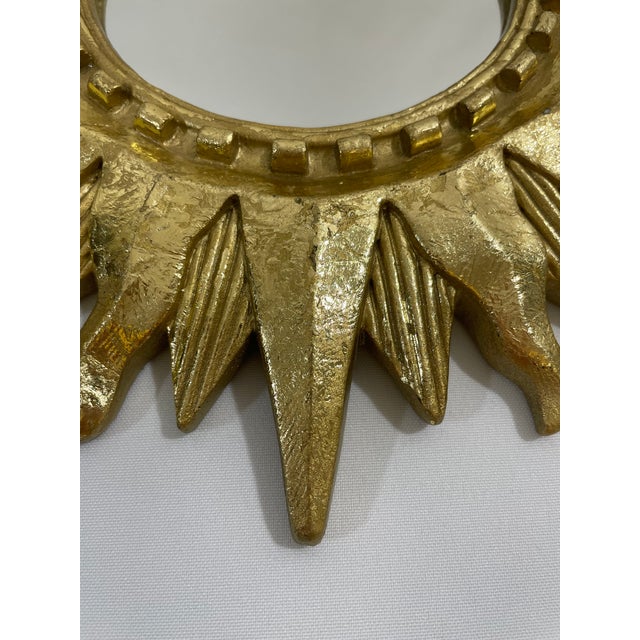 Late 20th Century Gold Gilded 12.5" Sunburst Wall Mirror For Sale - Image 9 of 18