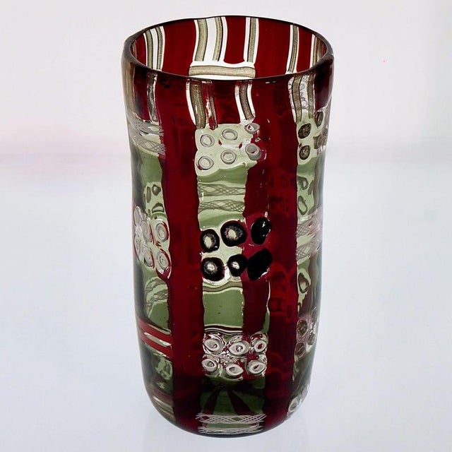 Mosaic Murano Vase in Red and Gray, 1990 For Sale - Image 11 of 18
