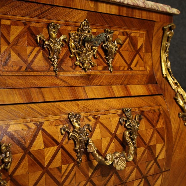 French Louis XV Style Inlaid Chest of Drawers, 1950s For Sale - Image 6 of 13