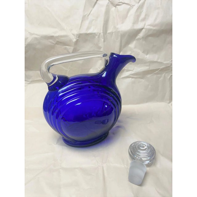 Cambridge Glass Company Vintage 1930s Cobalt Blue Glass Art Deco/Moderne Tilt Ball Decanter For Sale - Image 4 of 6