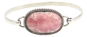 Late 20th Century Rhodochrosite Silver Bangle Bracelet