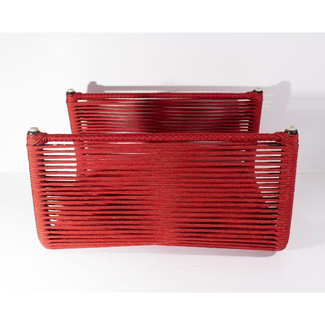 Metal Tidelli “Sugarloaf” Red Rope Table or Ottoman For Sale - Image 7 of 7