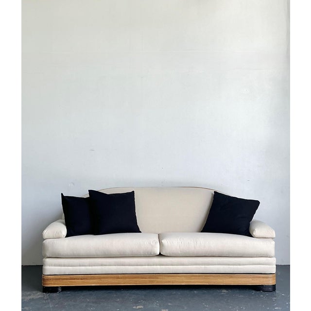 Mid-Century Modern Vintage Stacked Reed Arched Sofa For Sale - Image 3 of 18