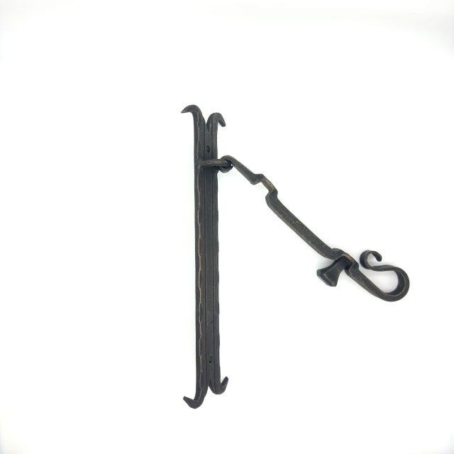 2020s Hand-Forged Wrought Iron Drop Pull & Door Knocker (Gold Patina) Medieval Swing Hardware For Sale - Image 5 of 6