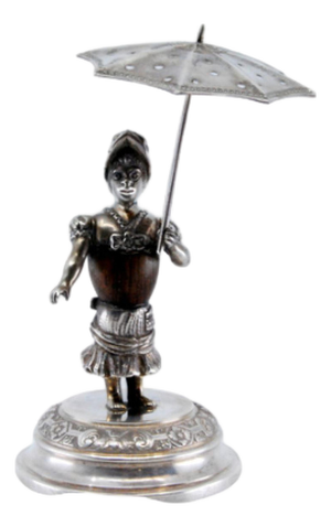Silver Toothpick Holder with Female Figure