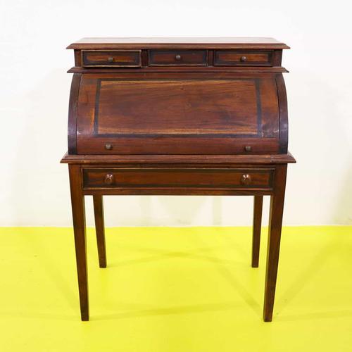 Wooden Roll-Top Secretaire with Three Drawer Lift For Sale - Image 12 of 12