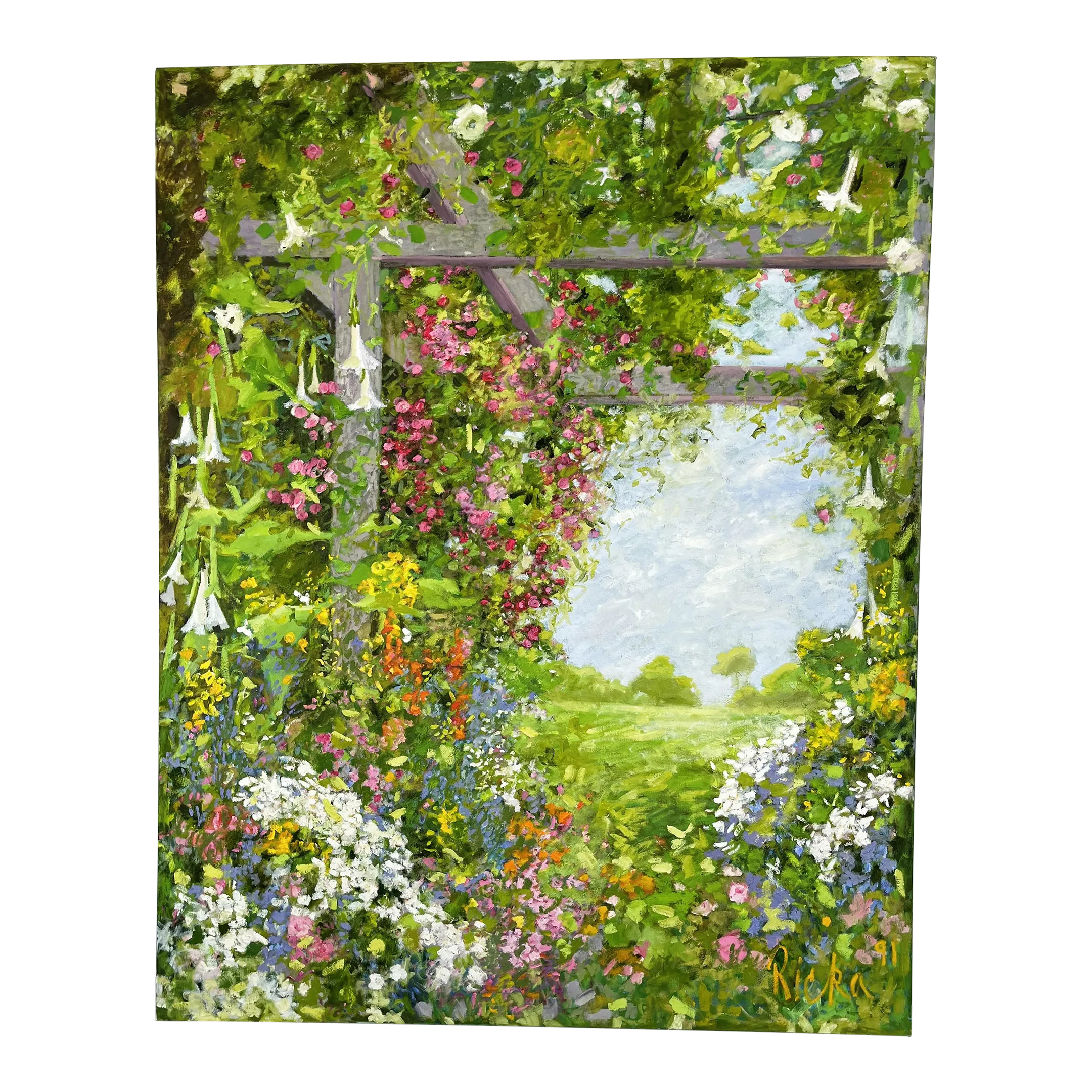 Large Original Signed 'Ricka '91' Acrylic on Canvas Painting