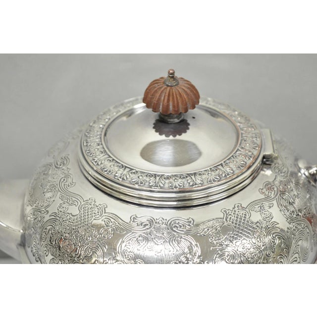 Victorian Vintage Sheffield Acanthus Pattern Silver Plated Coffee Teapot Tea Kettle For Sale - Image 3 of 14