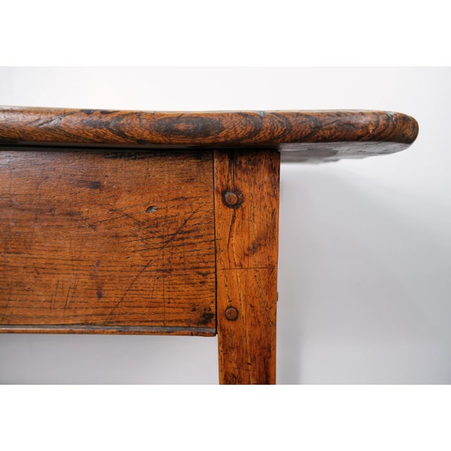 Wood 19th Century Antique Elm Wood Tavern Table With Game Carving For Sale - Image 7 of 13