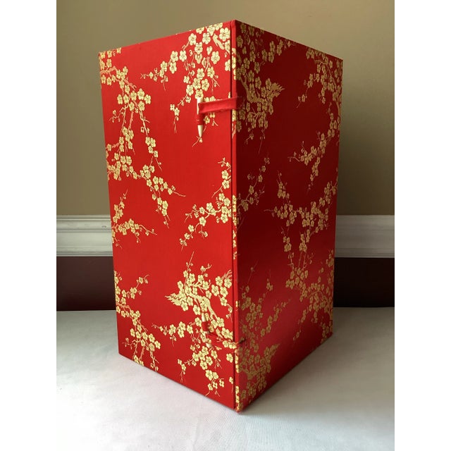 Ceramic Vintage Chinese Crystalline Glazed Porcelain Vase in Red Floral Box – Unmarked – 11.5” Tall For Sale - Image 7 of 12