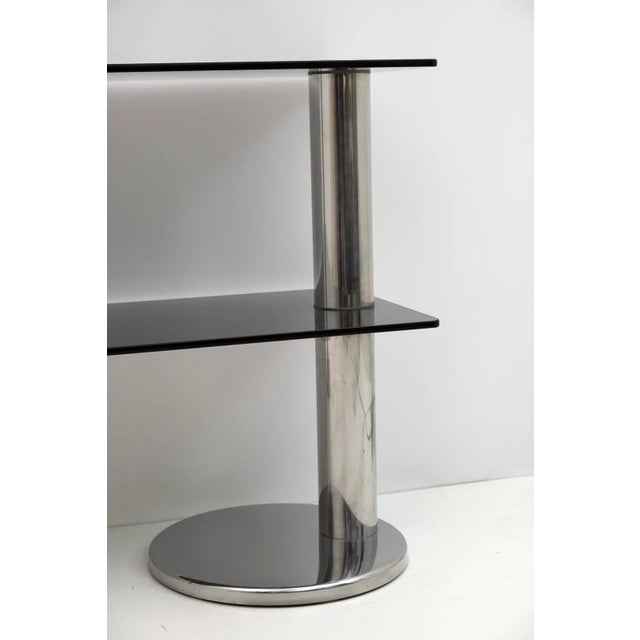 Modern Italian Chromed Steel and Smoked Glass Console, 1970s For Sale - Image 11 of 12