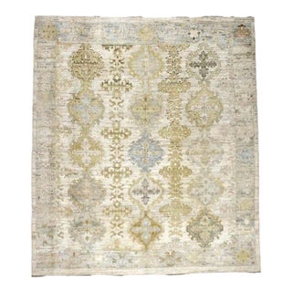 21st Century Turkish Oushak Wool 9x10 Gold, Gray & Ivory Handmade Area Rug #1144124 For Sale