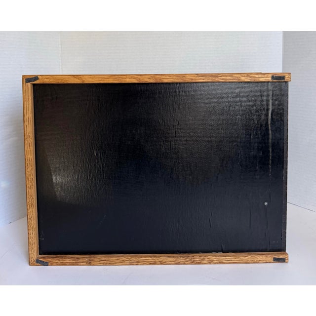 1960s Mid-Century Modern Oak & Black Leatherette Two-Tier Desk Organizer / Letter Tray For Sale - Image 12 of 12