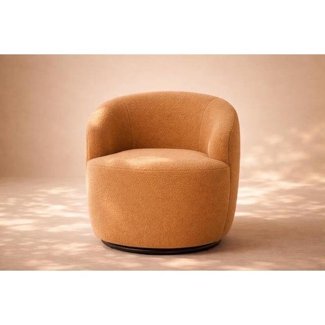 Cozy Swivel Barrel Chair, Modern Boucle Lounge Seating, Compact Accent Furniture For Sale - Image 13 of 17