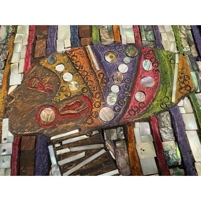 Wonderful mosaic portrait by listed artist Carl Malouf. Constructed of paint and abalone shell, this unique portrait is...