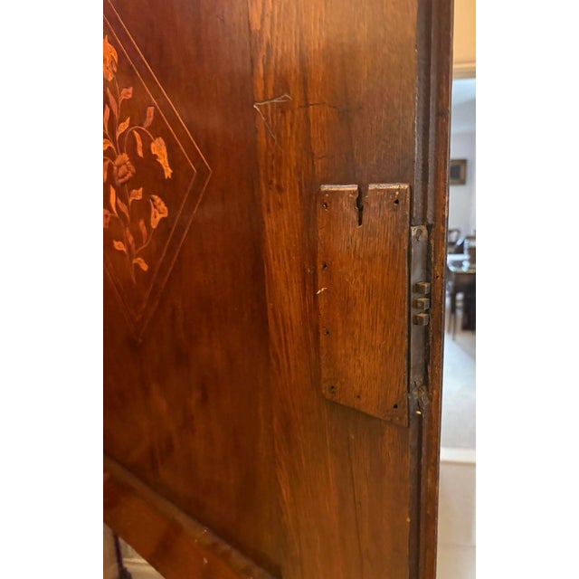 Antique 18th Century Dutch Walnut Marquetry Cabinet with Floral Inlay For Sale - Image 12 of 18
