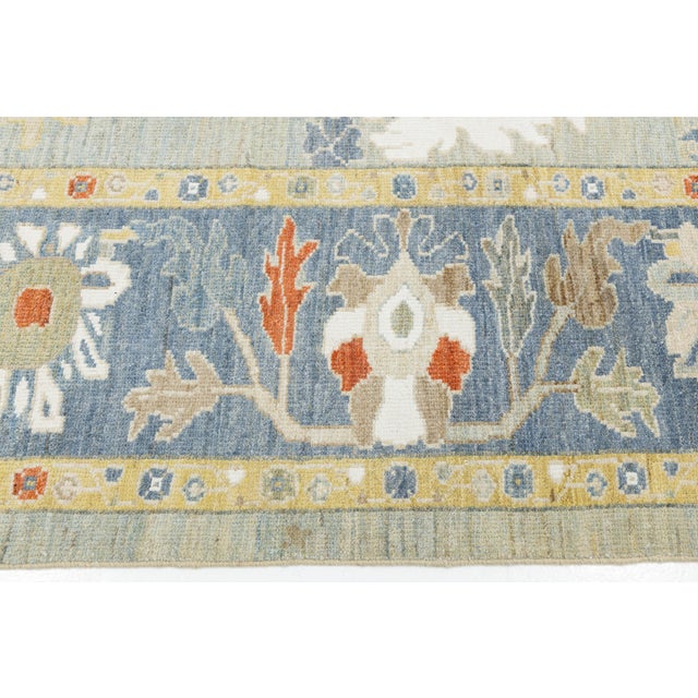 10 X 12 Hand-Knotted Modern Sultanabad – Slate Blue & Sage Wool Area Rug For Sale - Image 11 of 11