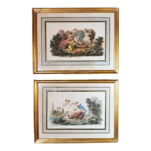 Mid 19th Century Nargeol Adrien Napoleon III Prints, Framed - a Pair