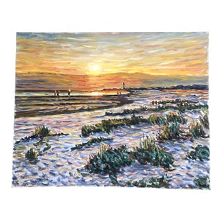 Original Contemporary Impressionist Beach Scene Painting “West Cape May Beach” For Sale