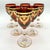 Set of 6 vintage italian ruby red wine goblets with 24k gold neoclassical garlands by interglass, 1980s an impressive set...