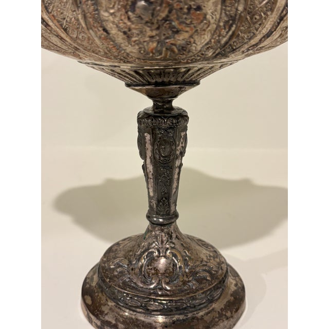 Antique Barbour International Silver-Plated Repousse Pedestal Compote Centerpiece For Sale In Little Rock - Image 6 of 13