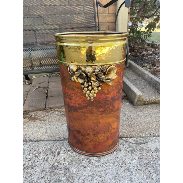 Mid 20th Century Italian Hammered Brass and Copper Umbrella and Stick Stand For Sale - Image 14 of 17
