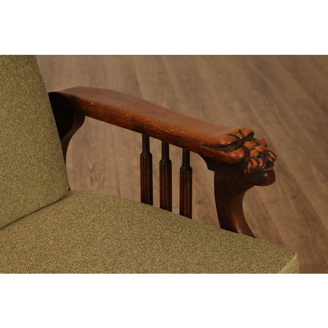 Late 19th Century Antique Victorian Oak Morris Reclining Chair For Sale - Image 5 of 18