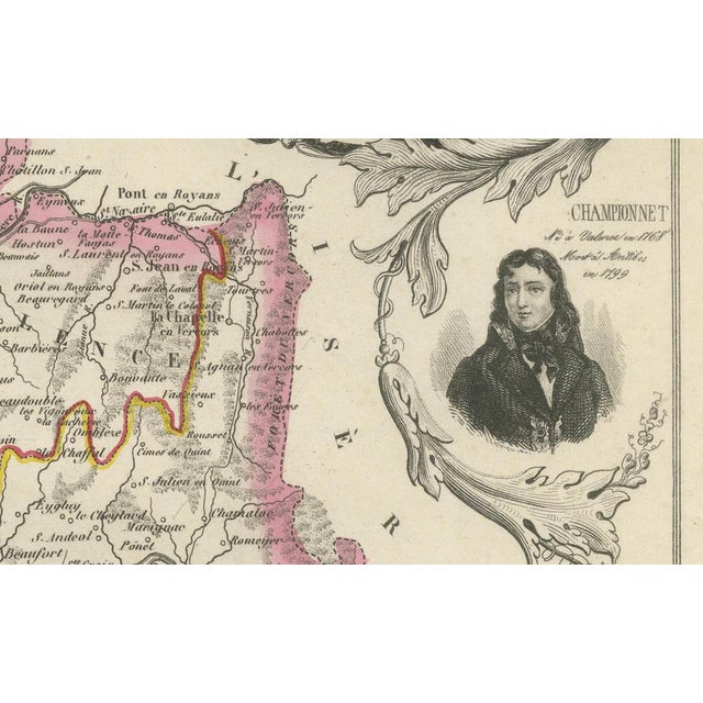 Map of Drôme France with Valence and Rhône Valley Wine Region, 1800s For Sale - Image 6 of 10