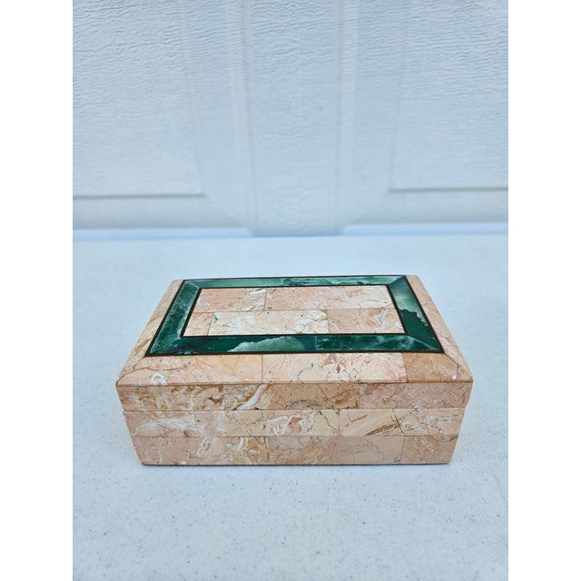 Peach Peach Tessellated Stone Trinket Box For Sale - Image 8 of 16