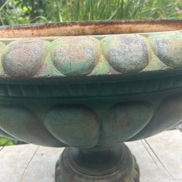 Antique French Style Victorian Cast Iron Garden Urn Tazza Planter — 25" For Sale - Image 4 of 7