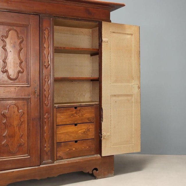 Baroque Cherry Wardrobe from Piacenza, 18th Century For Sale - Image 4 of 12