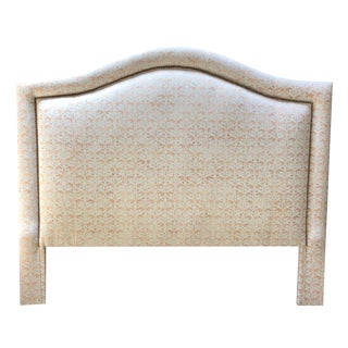 Custom Made Cal King Camel Fortuny Like Fabric Headboard For Sale
