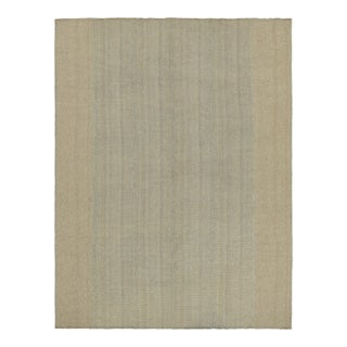 Rug & Kilim’s Contemporary Kilim With Textural Beige and Blue Stripes For Sale