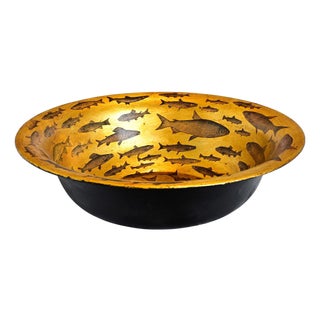 Early 20th Century English Metal Wash Basin with Paint & Decoupage For Sale
