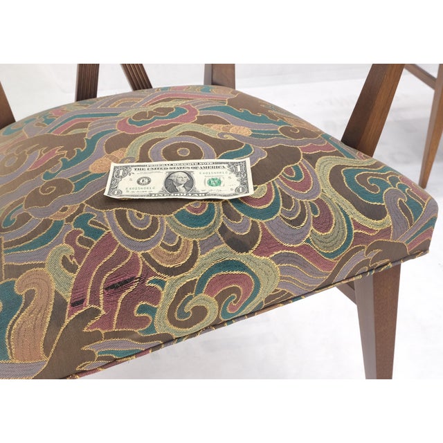 Wood Set of 6 Tommy Parzinger Light Walnut Dining Chairs Lenor Larsen Upholstery MINT For Sale - Image 7 of 15