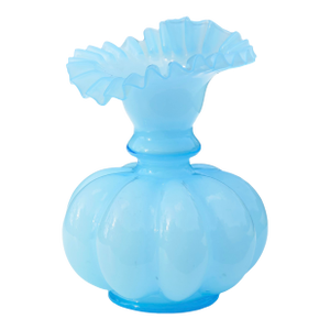 Mid 20th Century Handblown & Detailed Blue Americana Art-Glass Vase