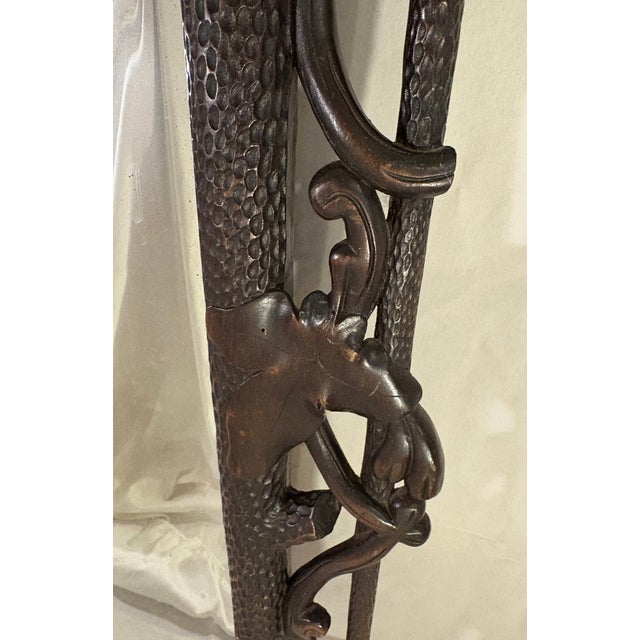 Wood Stunning, Delicate Hand-Carved Antique Black Forest Walnut Mirror 1897 Austria For Sale - Image 7 of 14
