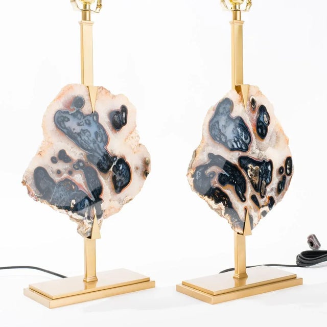 Custom Made Agate Table Lamps - One of a Kind - A Pair For Sale In New York - Image 6 of 10
