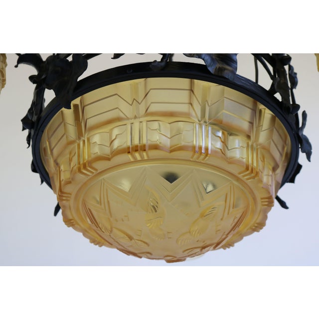 Vintage French Pendant Light in Wrought Iron by Muller Frères, 1930 For Sale - Image 9 of 14