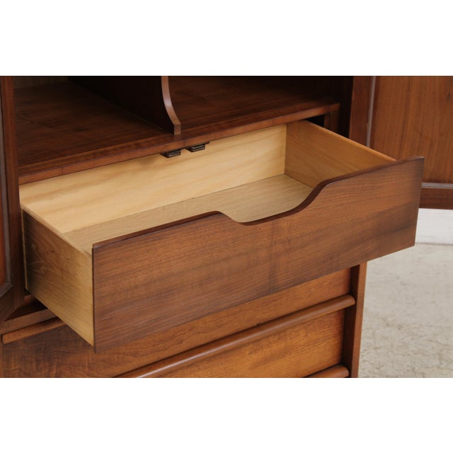 Brown Lane Walnut Mid Century Modern Gentlemens Chest Armoire For Sale - Image 8 of 18