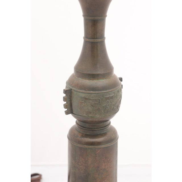 The Marbro Lamp Company Striking Pair of Patinated Bronze Table Lamps by Marbro Lamp Co. - 1950s For Sale - Image 4 of 12