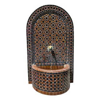 Brown & Black Moroccan Arch Tile Fountain For Sale