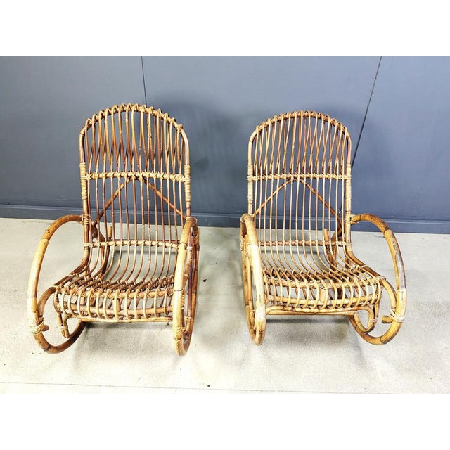 Vintage Bamboo Rocking Chairs, 1960s, Set of 2 For Sale - Image 10 of 11