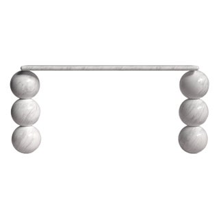 Olly Italian Carrara Marble Console Table 70" For Sale