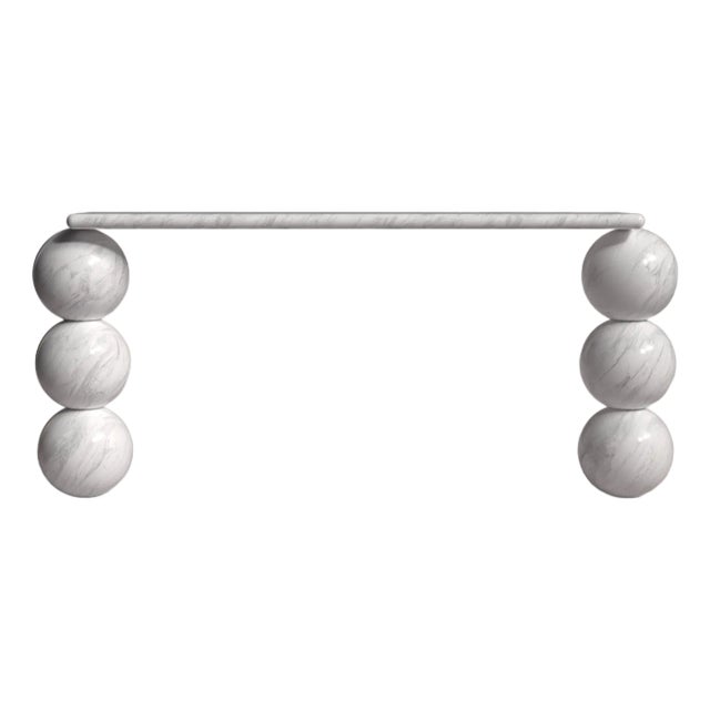 Olly Italian Carrara Marble Console Table 70" For Sale